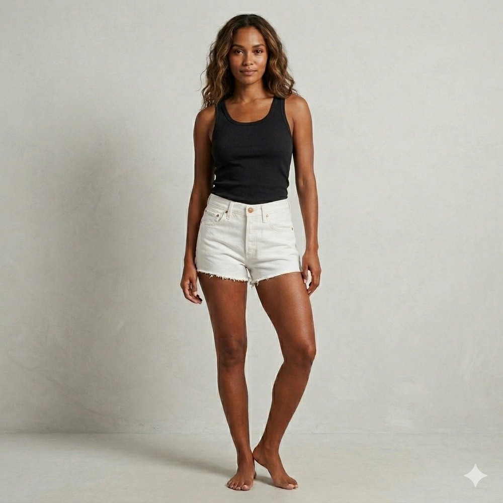 NWT Levis Premium 501 Original High Rise White Denim Cutoff Shorts Womens sz 30